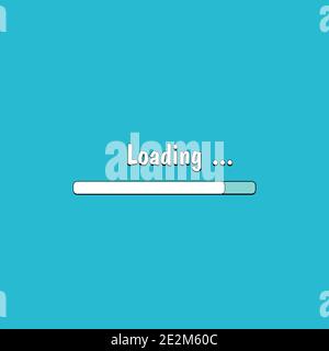 Loading icons in flat style. Blue background Stock Vector