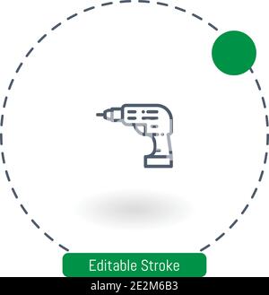 drilling machine vector icon editable stroke outline icons for web and mobile Stock Vector