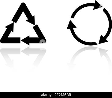 Set of black arrows. recycle icons in flat style. eps 10 Stock Vector
