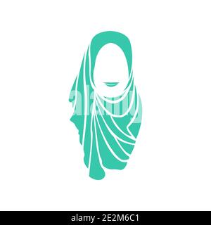 Beautiful Muslimah Hijab Woman Silhouette Illustration Vector Template Stock Vector