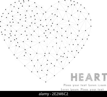 Network heart. Polygonal element. Love symbol collected of dots and lines. Stock Vector