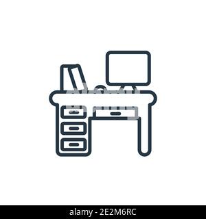 Desk outline vector icon. Thin line black desk icon, flat vector simple element illustration from editable furniture concept isolated stroke on white Stock Vector