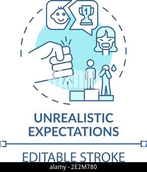 Unrealistic expectations turquoise concept icon Stock Vector