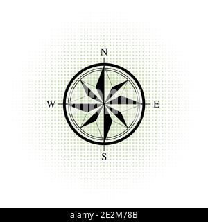 Compass icon. Abstract halftone background. Halftone dots. Vector illustration Stock Vector