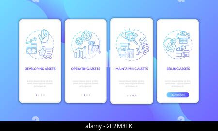 Investment management parts onboarding mobile app page screen with concepts Stock Vector