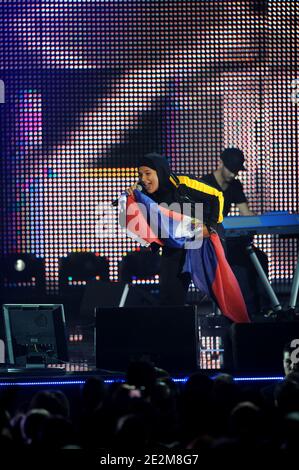 Diam's performs during the charity concert for Haiti to benefit ' Fondation De France' association held at th Zenith Hall in Paris, France on January 24, 2010. Photo by Thierry Orban/ABACAPRESS.COM 'Each picture used from ABACAPRESS will help Haiti through the Fondation de France' Stock Photo