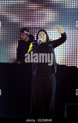 Diam's performs during the charity concert for Haiti to benefit ' Fondation De France' association held at th Zenith Hall in Paris, France on January 24, 2010. Photo by Thierry Orban/ABACAPRESS.COM 'Each picture used from ABACAPRESS will help Haiti through the Fondation de France' Stock Photo