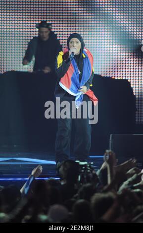 Diam's performs during the charity concert for Haiti to benefit ' Fondation De France' association held at th Zenith Hall in Paris, France on January 24, 2010. Photo by Thierry Orban/ABACAPRESS.COM 'Each picture used from ABACAPRESS will help Haiti through the Fondation de France' Stock Photo