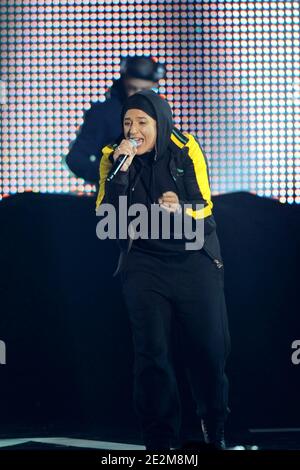 Diam's performs during the charity concert for Haiti to benefit ' Fondation De France' association held at th Zenith Hall in Paris, France on January 24, 2010. Photo by Thierry Orban/ABACAPRESS.COM 'Each picture used from ABACAPRESS will help Haiti through the Fondation de France' Stock Photo