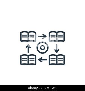 Asynchronous learning outline vector icon. Thin line black asynchronous learning icon, flat vector simple element illustration from editable education Stock Vector