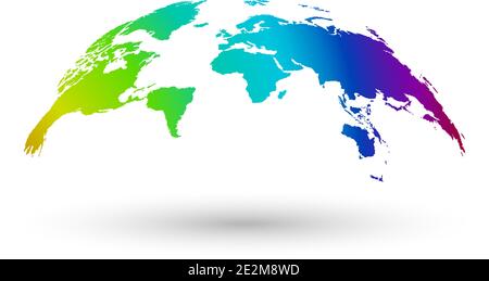 World map with shadow. Eart map in rainbow color. Vector illustration. Eps10 Stock Vector
