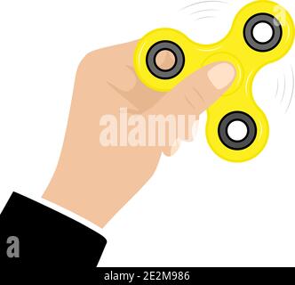 Fidget Spinner in hand, popular fidget spinner toy, stress relief, Vector illustration Stock Vector