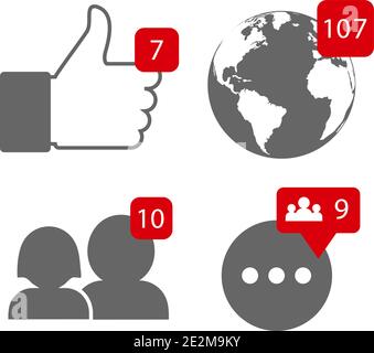 Social network notifications icons for your website Stock Vector