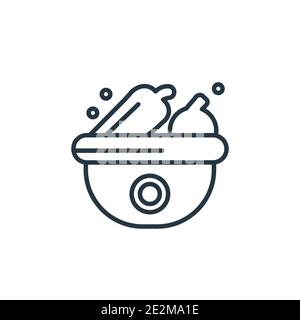 Bowl with vegetables outline vector icon. Thin line black bowl with vegetables icon, flat vector simple element illustration from editable food concep Stock Vector