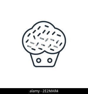 Romantic muffin outline vector icon. Thin line black romantic muffin icon, flat vector simple element illustration from editable food concept isolated Stock Vector