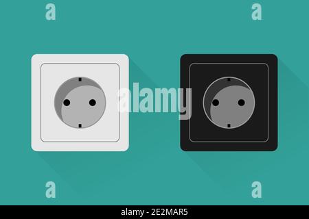 Realistic Euro socket icon in flat style Stock Vector