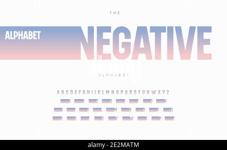 Negative space alphabet. Stunning color gradient font, condensed type for modern logo, headline, monogram, creative lettering and maxi typography Stock Vector