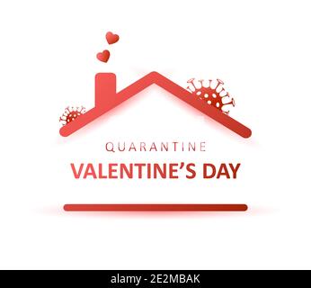 Quarantine Valentines day 2021. Coronavirus and holidays. Social media sticker of self-isolation. Distancing measures to prevent virus spread. Vector Stock Vector