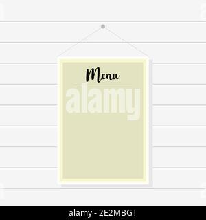 Wooden frame with an inscription Menu on light background. Flat style. Eps10 Stock Vector