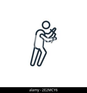 Guilty human outline vector icon. Thin line black guilty human icon, flat vector simple element illustration from editable feelings concept isolated o Stock Vector