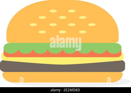 Burger icon, Simple burger Flat style Vector illustration Stock Vector