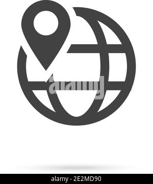 Location on globe. Pin on globe. Simple black icon Stock Vector