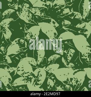 Seamless vector pattern - tea leaves. Abstract green natural background. Stock Vector
