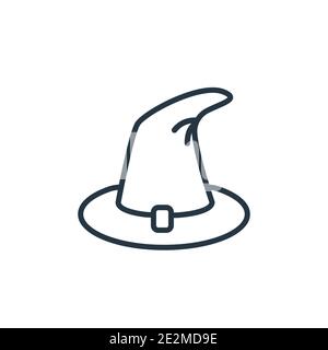 Witch hat outline vector icon. Thin line black witch hat icon, flat vector simple element illustration from editable fairy tale concept isolated on wh Stock Vector