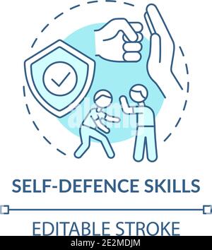 Self-defense skills turquoise concept icon Stock Vector