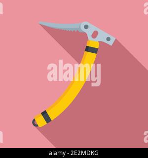 Industrial climber ice axe icon, flat style Stock Vector
