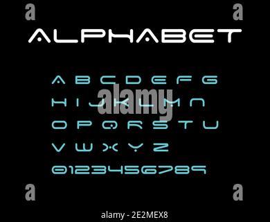 Alphabet, modern font, space typeface, minimalist style. Latin alphabet letters. Vector design element. Stock Vector