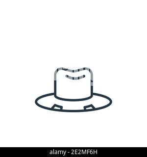 Fedora outline vector icon. Thin line black fedora icon, flat vector simple element illustration from editable fashion concept isolated on white backg Stock Vector