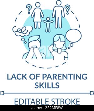 Lack of parenting skills turquoise concept icon Stock Vector