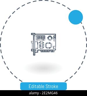 chipset vector icon editable stroke outline icons for web and mobile Stock Vector
