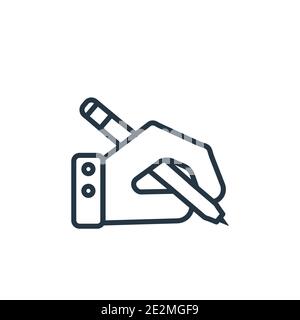 Write by hand outline vector icon. Thin line black write by hand icon, flat vector simple element illustration from editable education concept isolate Stock Vector