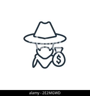 Bandit outline vector icon. Thin line black bandit icon, flat vector simple element illustration from editable wild west concept isolated stroke on wh Stock Vector