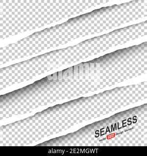 Collection realistic ripped paper on transparent background Stock Vector