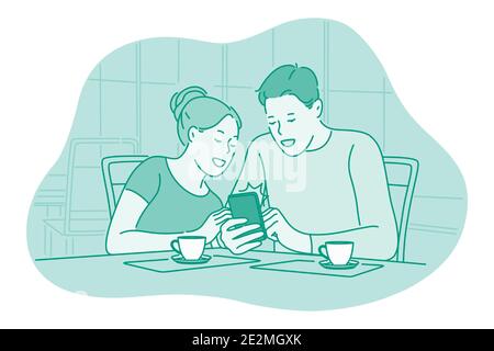 Smartphone, online communication, chatting concept Stock Vector