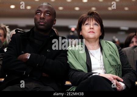 head list of Val-d Oise, Ali Soumare and First secretary of the Socialist Party (PS), Martine Aubry attend at the national gathering of the secretaries of section of the Socialist Party at the Mutualite in Paris, France, on January 31, 2010. Photo by Stephane Lemouton/ABACAPRESS.COM Stock Photo