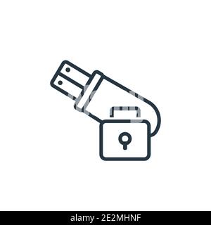 Pendrive outline vector icon. Thin line black pendrive icon, flat vector simple element illustration from editable gdpr concept isolated stroke on whi Stock Vector