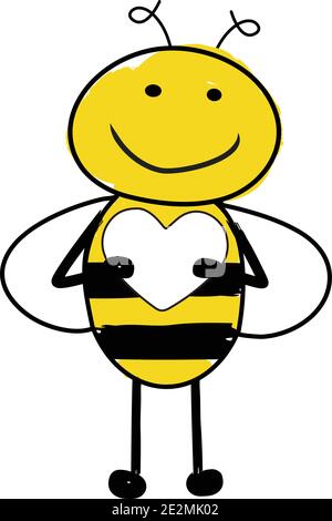 Bee holding a heart Royalty Free Vector Image - VectorStock