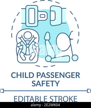 Child passenger safety turquoise concept icon Stock Vector
