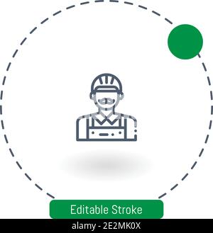 carpenter vector icon editable stroke outline icons for web and mobile Stock Vector