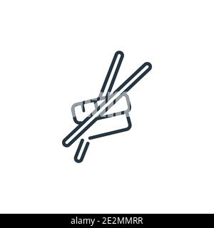 Sushi with chopsticks from japan outline vector icon. Thin line black sushi with chopsticks from japan icon, flat vector simple element illustration f Stock Vector