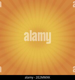 Retro comic yellow background raster gradient halftone pop art retro style Stock Vector