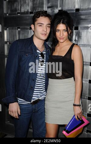 Ed Westwick and Jessica Szohr attend the 2nd annual ‰'Big Game Big Give‰' invitation-only cocktail and dinner fundraiser benefiting The Giving Back Fund in Miami Beach, USA on February 6, 2010. (Pictured: Ed Westwick, Jessica Szohr) Photo by Lionel Hahn/ABACAPRESS.COM Stock Photo