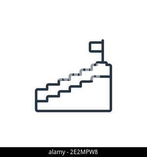 Steps to complete outline vector icon. Thin line black steps to complete icon, flat vector simple element illustration from editable education concept Stock Vector