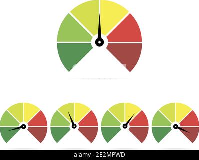 Speedometer icons, easy, normal, medium, hard. Eps10 Stock Vector