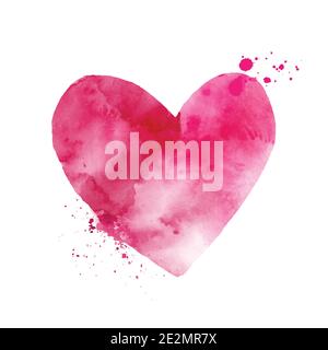 Watercolor pink heart shape art hand-painted isolated on white background. Vector use for love relationship concept design, card, poster, valentine's Stock Vector