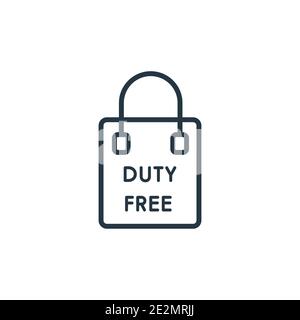Duty free outline vector icon. Thin line black duty free icon, flat vector simple element illustration from editable delivery and logistics concept is Stock Vector